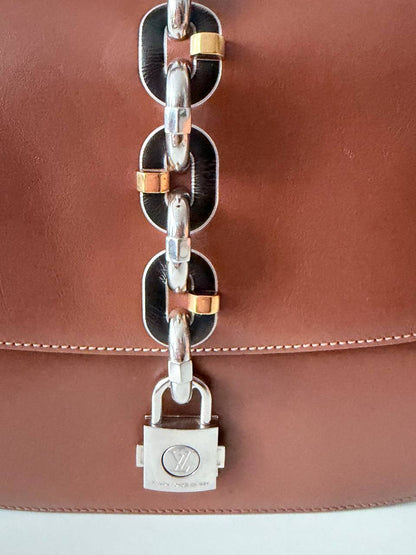 Pre-Loved Leather Top Handle Bag | Elegant Chain Detail