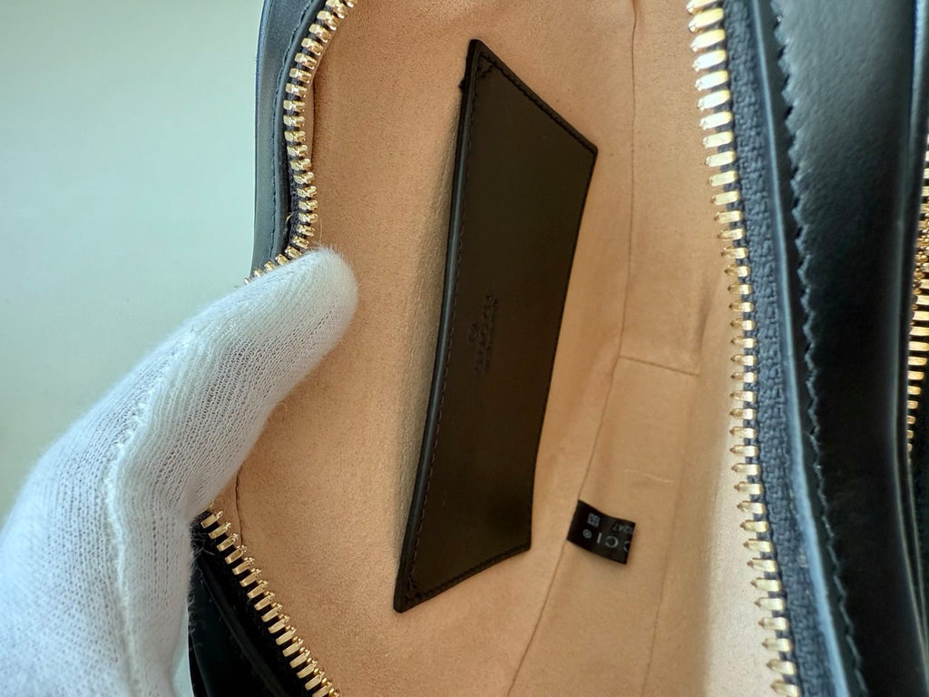 Interlocking Black G Heart Shoulder Bag Diagonal Quilted Mini