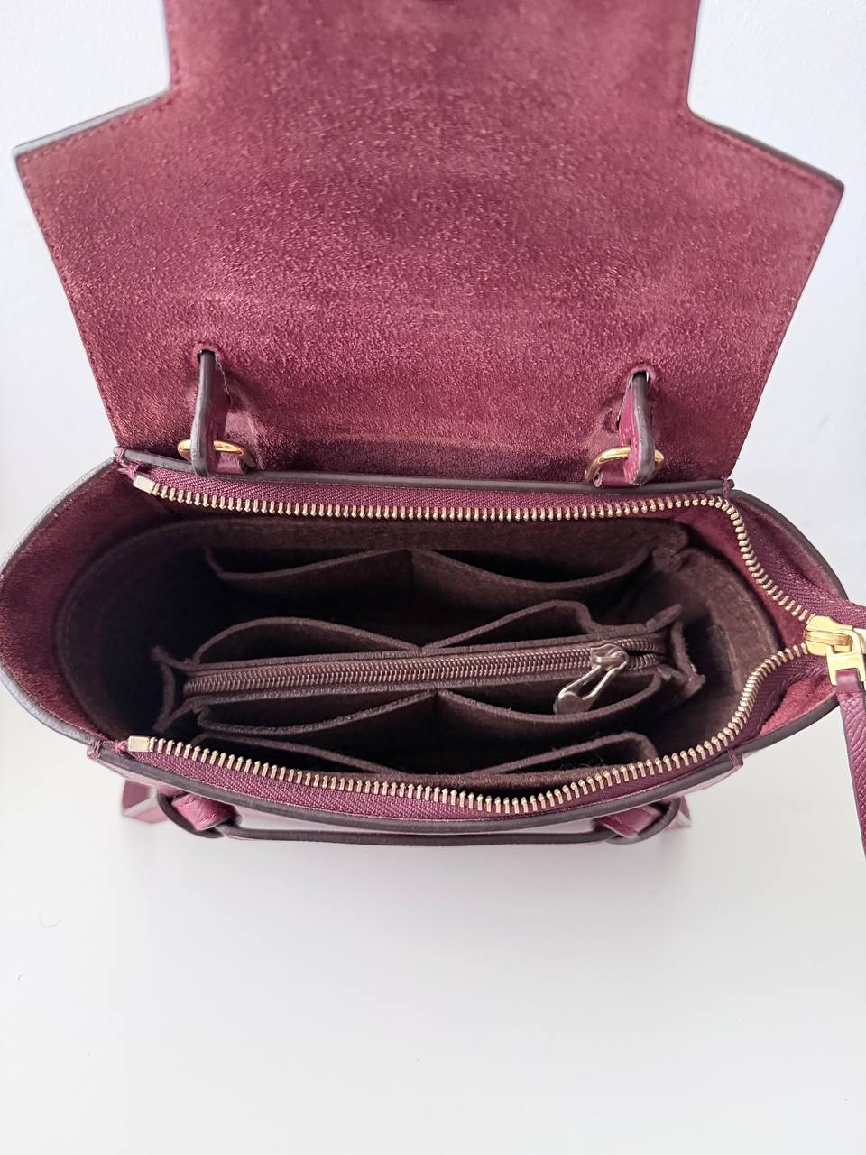 Nano Belt Bag – Burgundy Grained Leather – Pre-Loved Luxury Handbag
