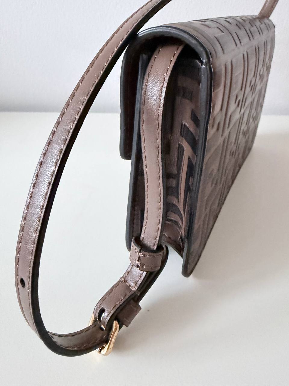 Logo Embossed Leather Wallet on Strap – Brown & Black | Pre-Loved